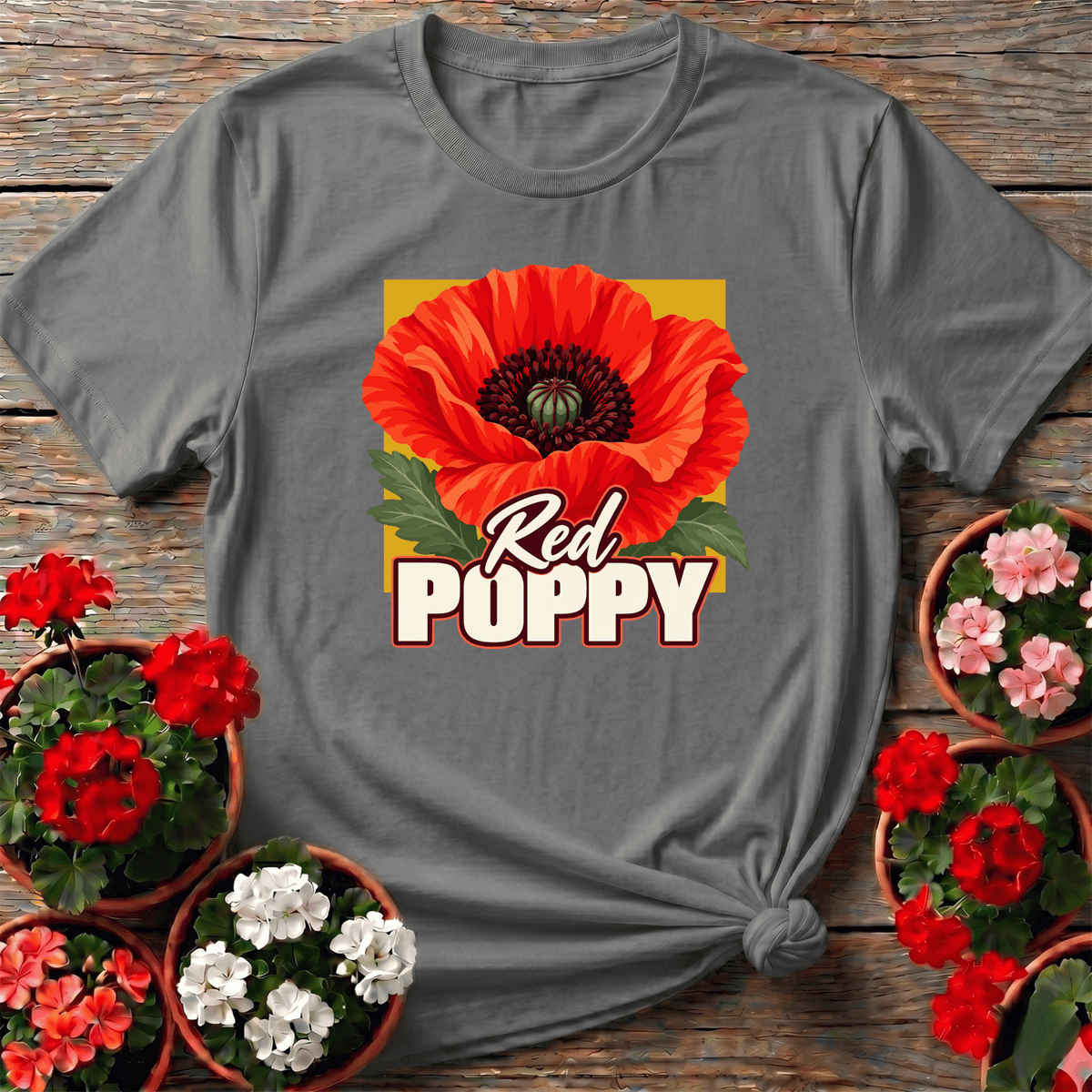 Red Poppy Flower Gardening Tee for Poppy Lovers - GardeningTshirts