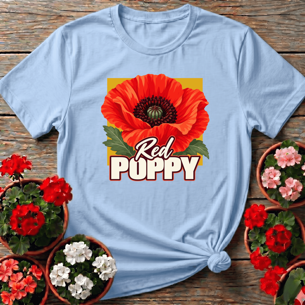 Red Poppy Flower Gardening Tee for Poppy Lovers - GardeningTshirts