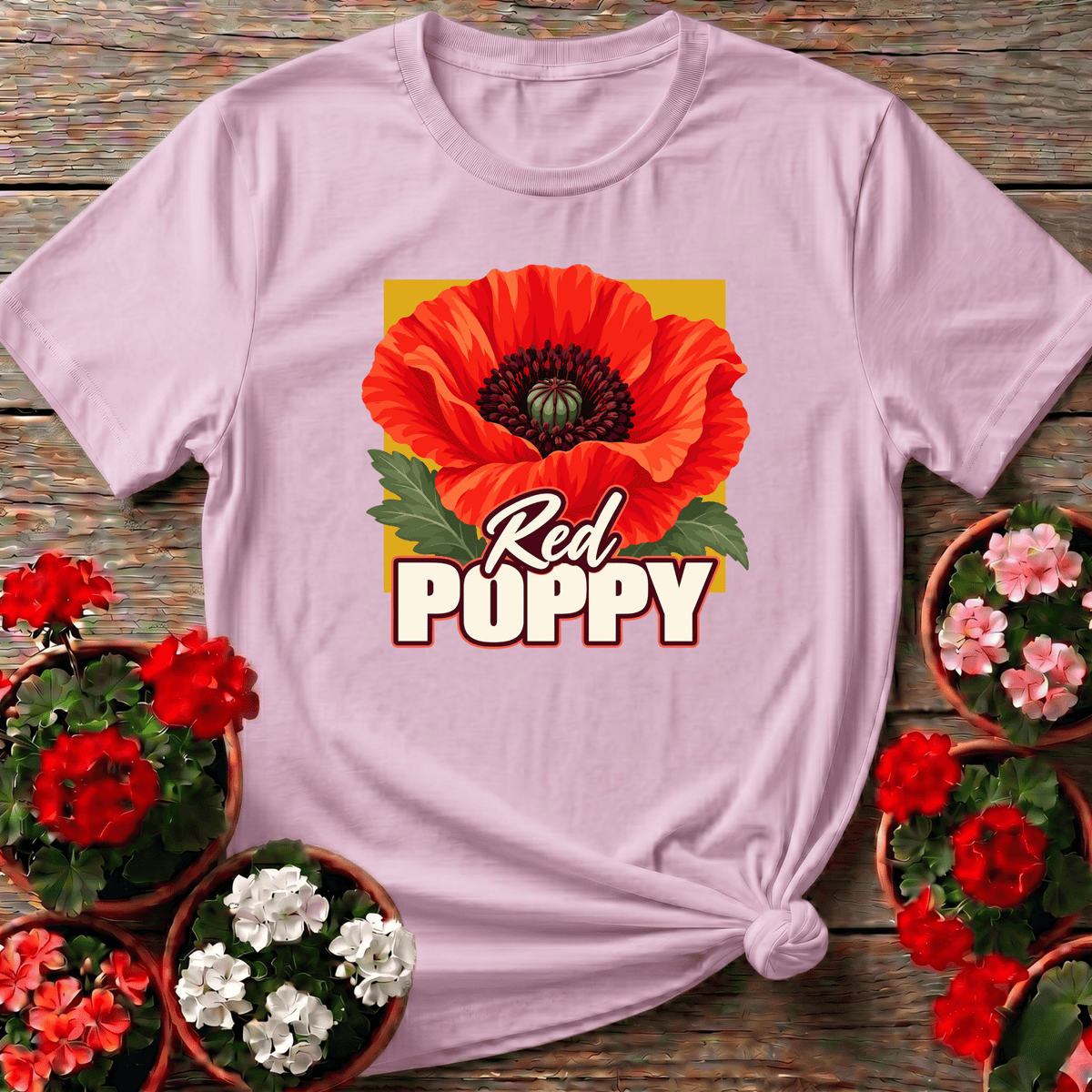 Red Poppy Flower Gardening Tee for Poppy Lovers - GardeningTshirts