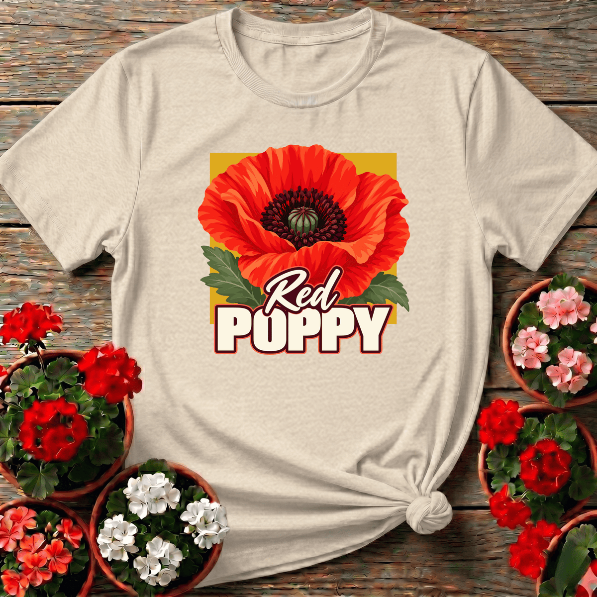 Red Poppy Flower Gardening Tee for Poppy Lovers - GardeningTshirts