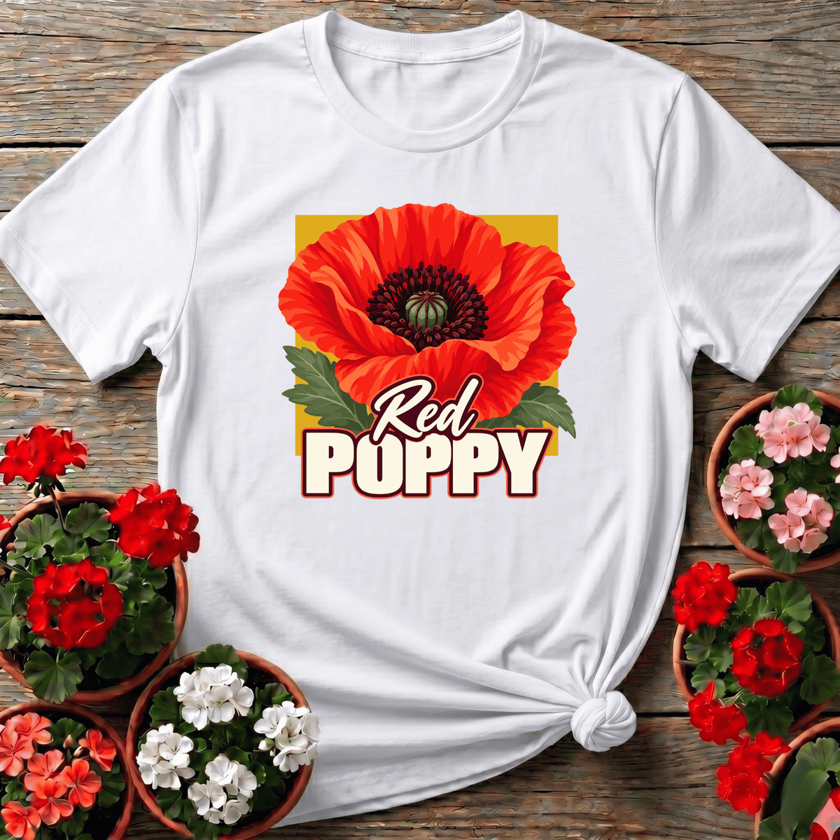 Red Poppy Flower Gardening Tee for Poppy Lovers - GardeningTshirts