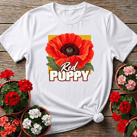 Red Poppy Flower Gardening Tee for Poppy Lovers - GardeningTshirts