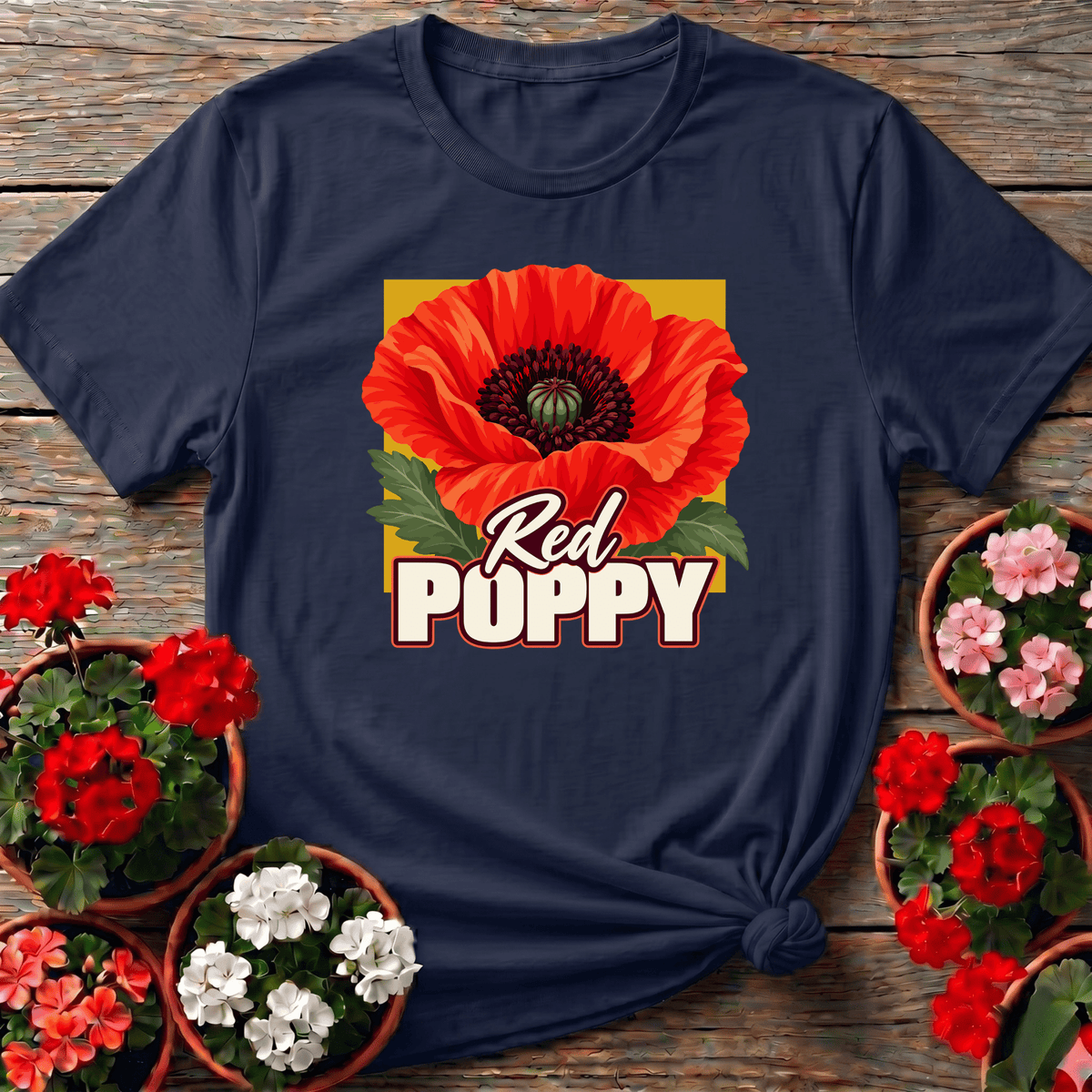 Red Poppy Flower Gardening Tee for Poppy Lovers - GardeningTshirts