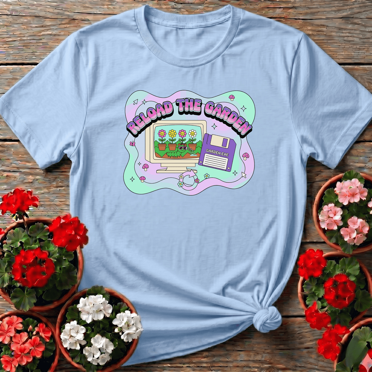 Reload The Garden Retro Computer Gardening T-Shirt - GardeningTshirts