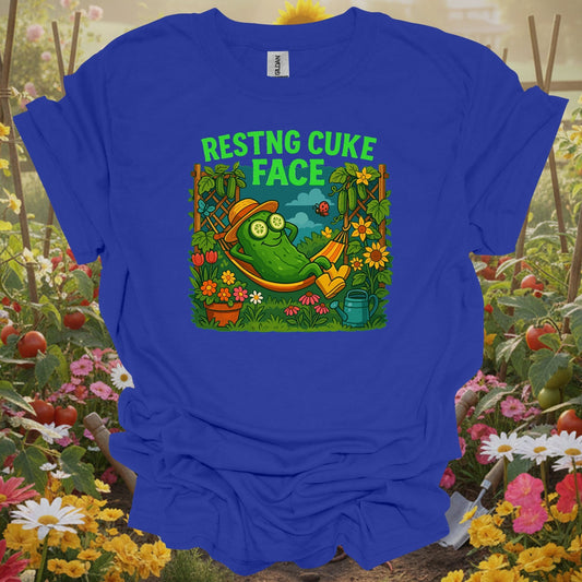 Royal tshirt showing resting cuke face funny pickle hammock for gardening enthusiasts
