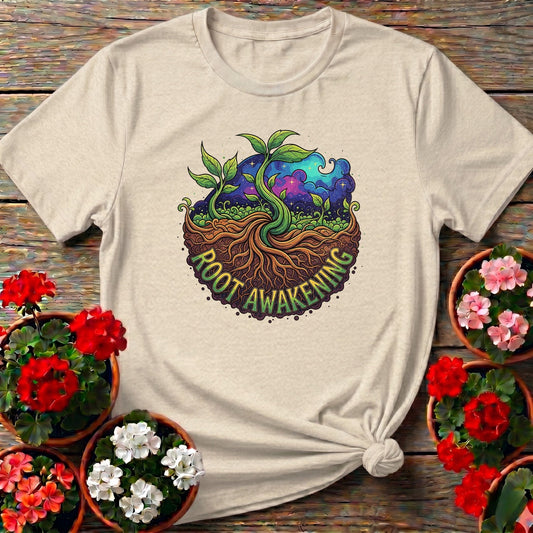 Root Awakening Retro Psychedelic Earth Roots Tee - GardeningTshirts