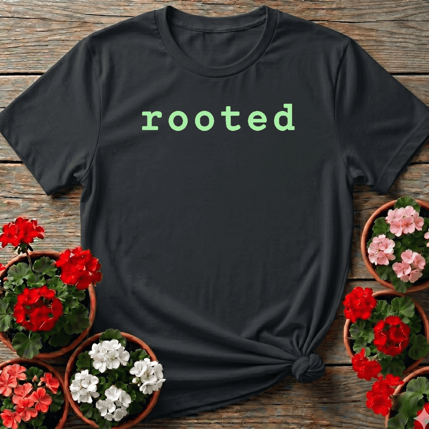 Rooted Gardening T-Shirt for Plant Lovers and Gardeners - GardeningTshirts