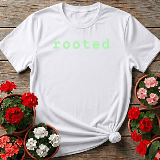 Rooted Gardening T-Shirt for Plant Lovers and Gardeners - GardeningTshirts