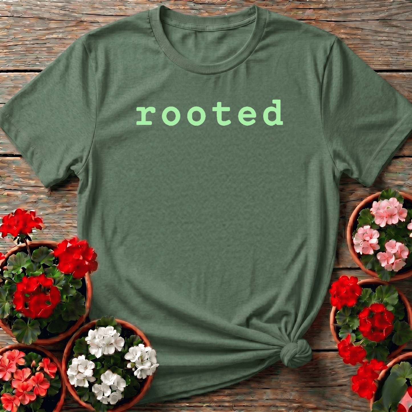 Rooted Gardening T-Shirt for Plant Lovers and Gardeners - GardeningTshirts