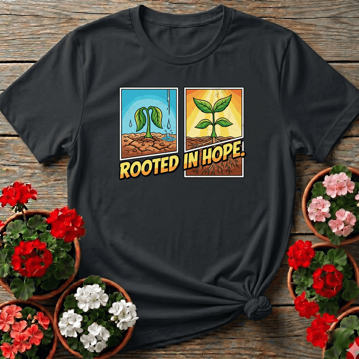 Rooted In Hope Gardening Tee for Plant Lovers - GardeningTshirts