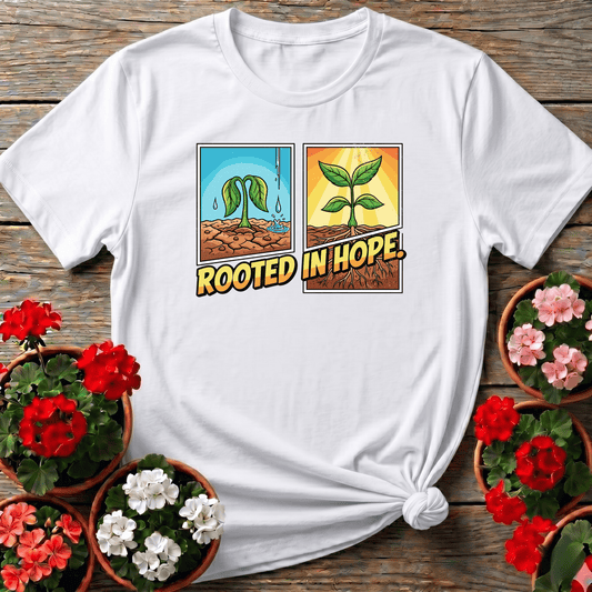 Rooted In Hope Gardening Tee for Plant Lovers - GardeningTshirts
