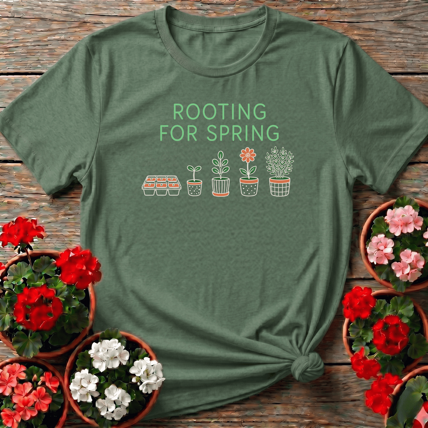 Rooting For Spring Plant Growth Gardening Tee - GardeningTshirts