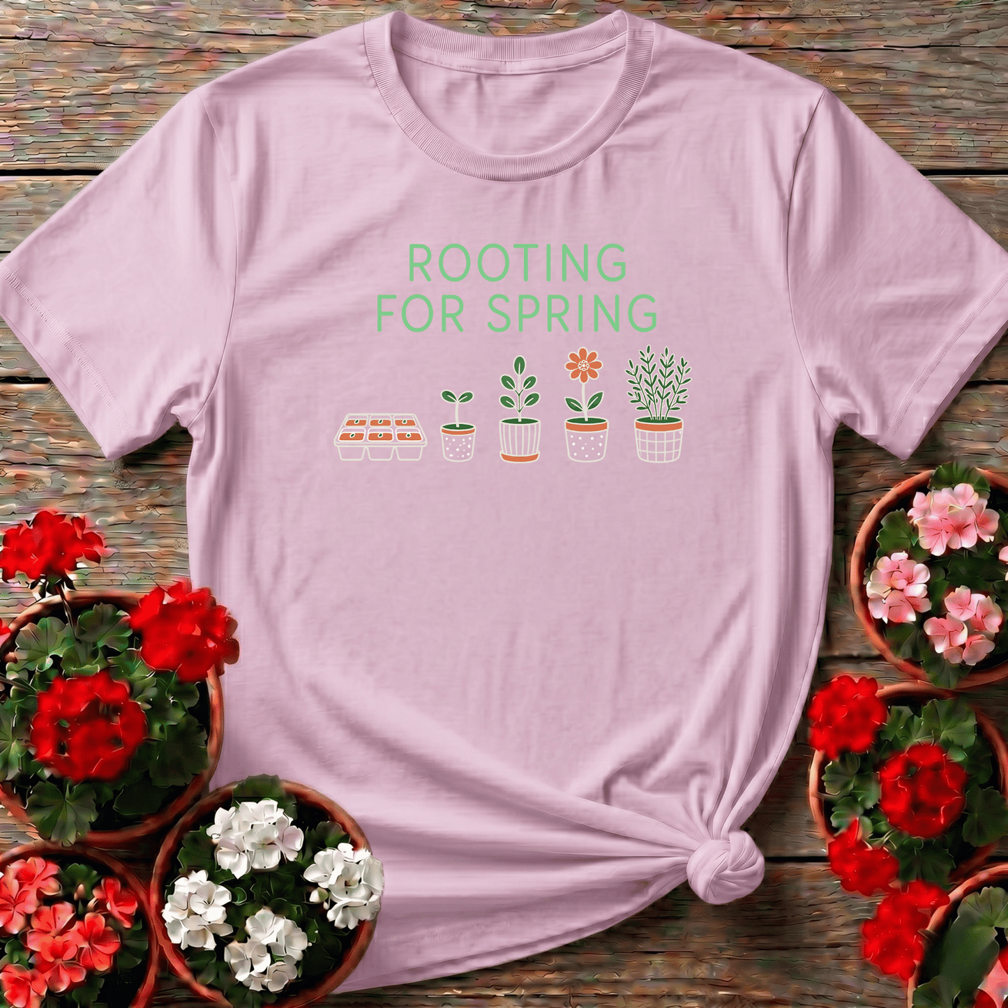 Rooting For Spring Plant Growth Gardening Tee - GardeningTshirts