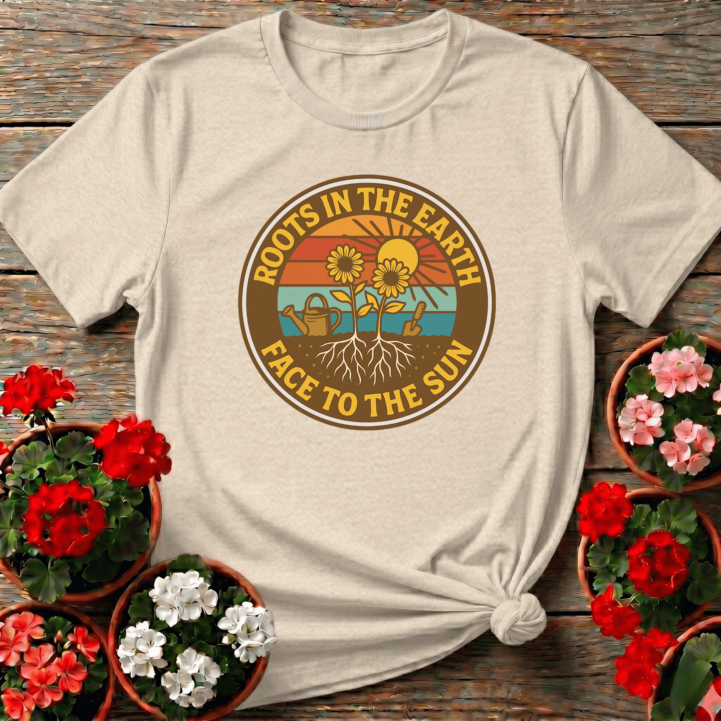 Roots In The Earth Face To The Sun Retro Tee - GardeningTshirts