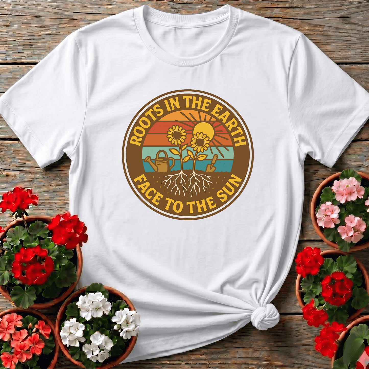 Roots In The Earth Face To The Sun Retro Tee - GardeningTshirts