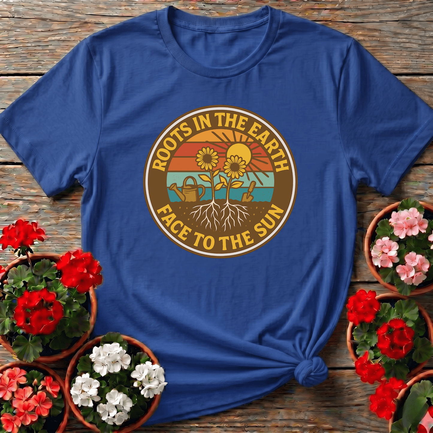 Roots In The Earth Face To The Sun Retro Tee - GardeningTshirts