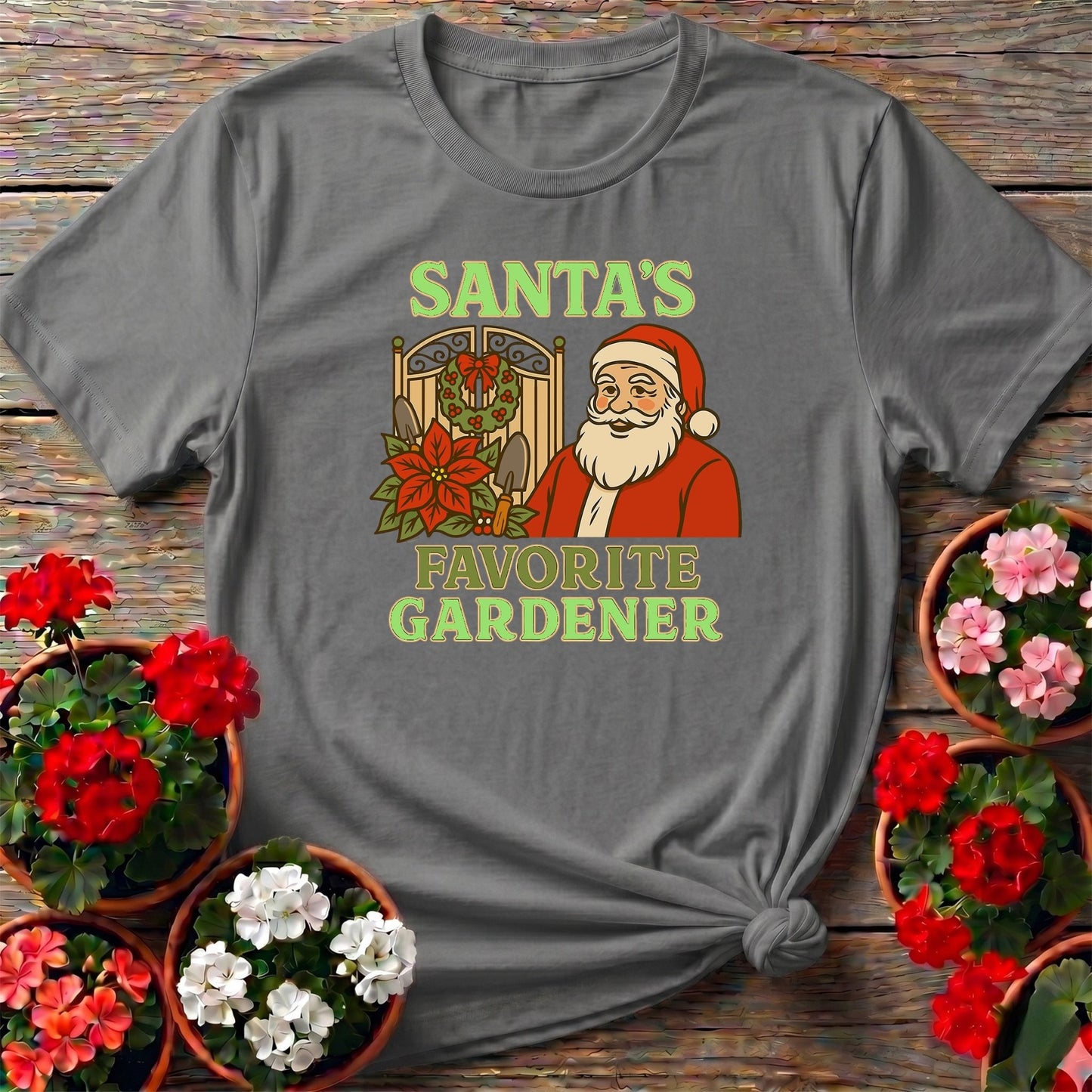 Santas Favorite Gardener Funny Christmas Tee - GardeningTshirts