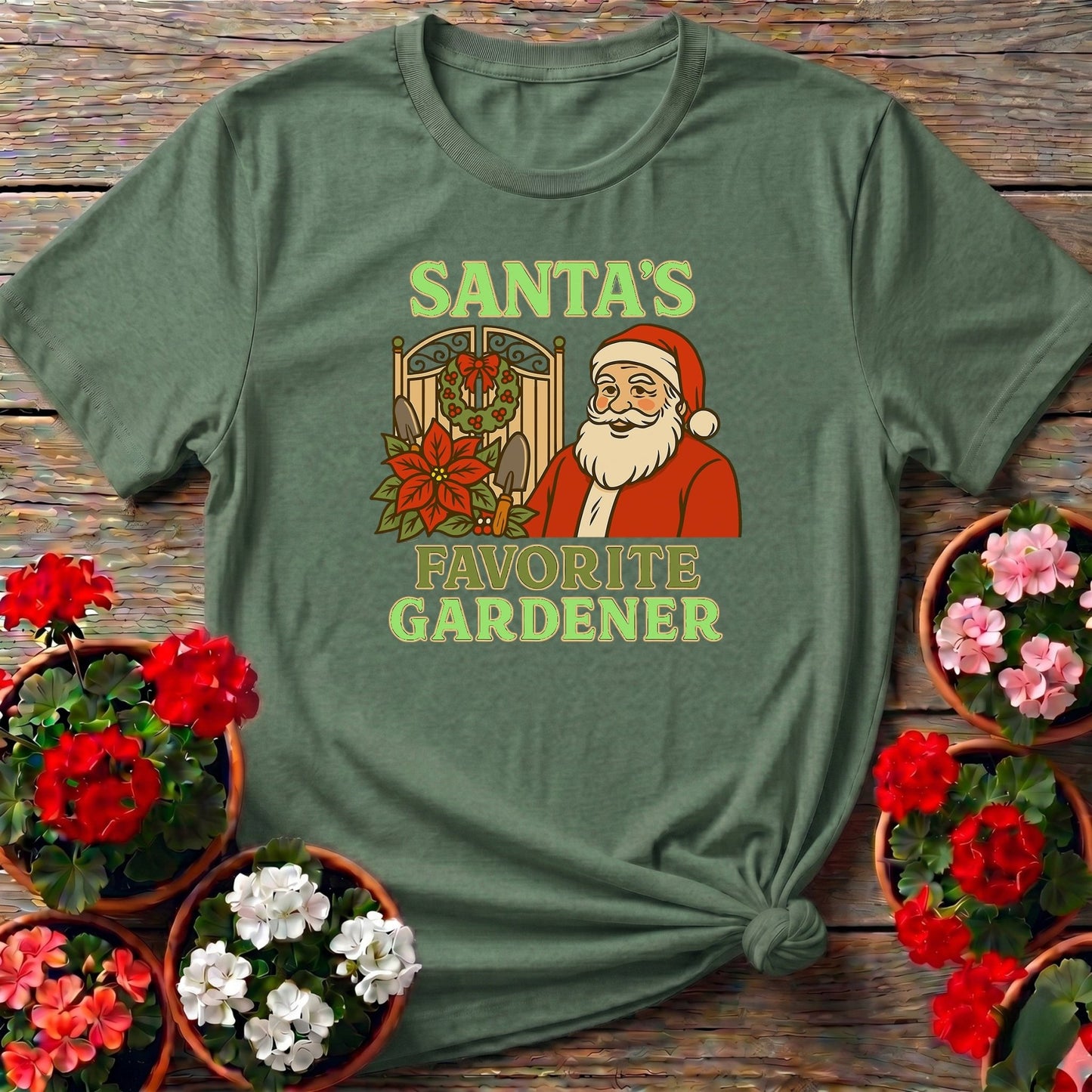 Santas Favorite Gardener Funny Christmas Tee - GardeningTshirts