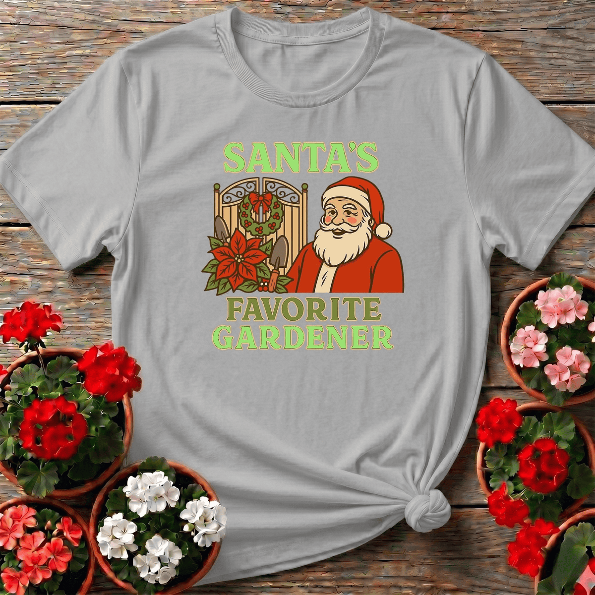 Santas Favorite Gardener Funny Christmas Tee - GardeningTshirts