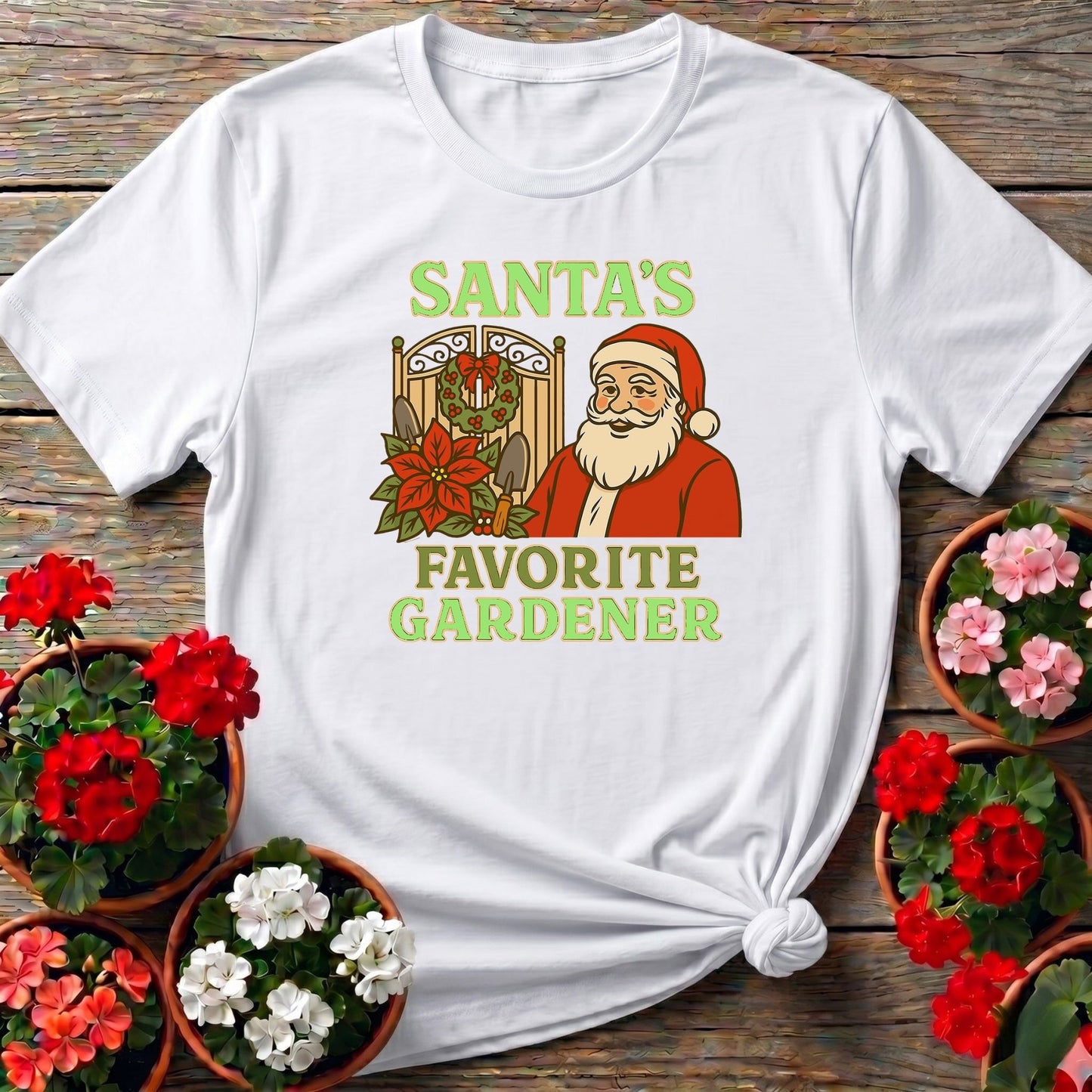 Santas Favorite Gardener Funny Christmas Tee - GardeningTshirts