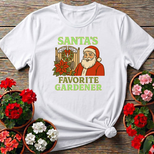 Santas Favorite Gardener Funny Christmas Tee - GardeningTshirts