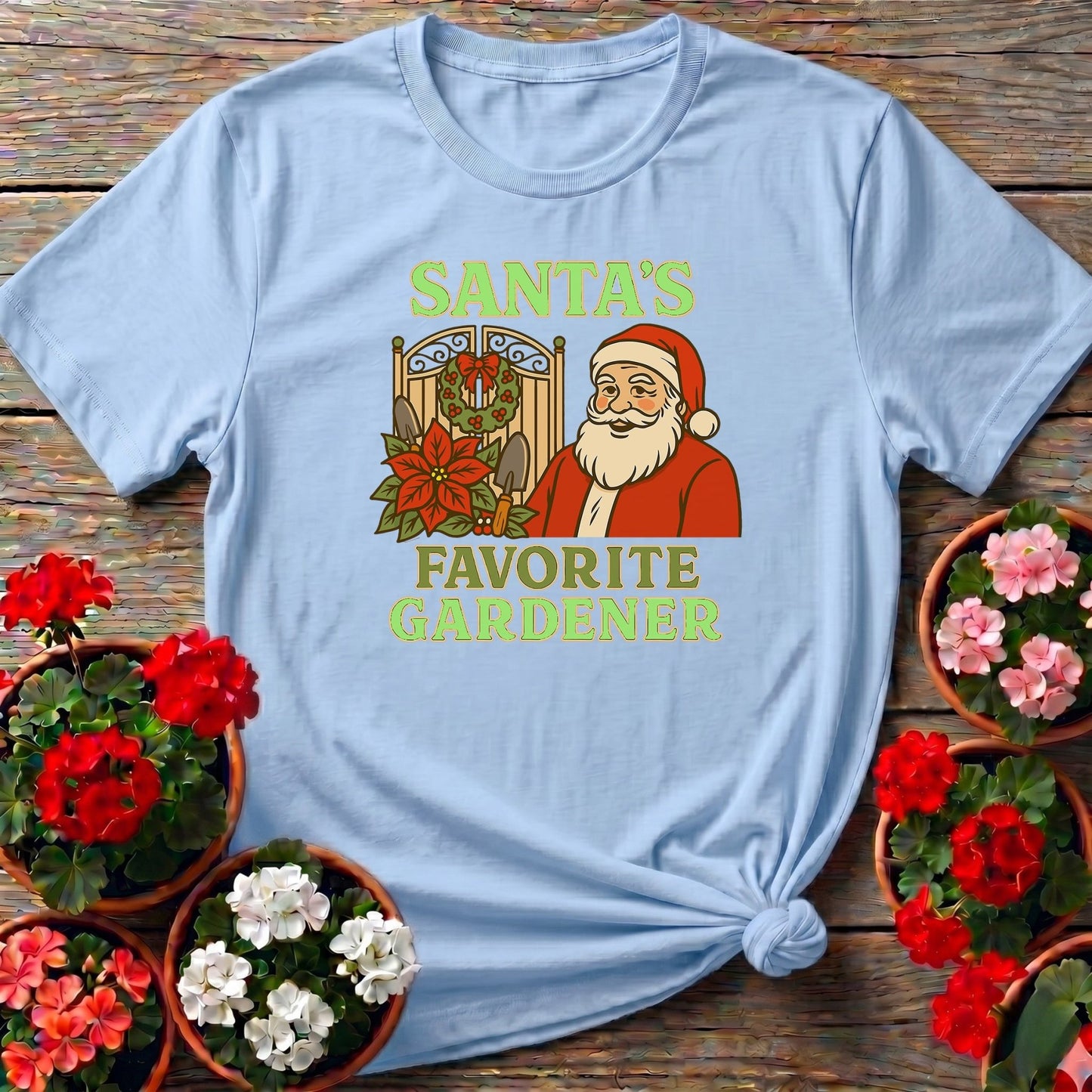 Santas Favorite Gardener Funny Christmas Tee - GardeningTshirts