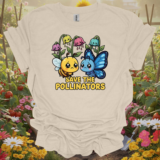 Save The Pollinators Kawaii Bee and Butterfly T-Shirt - GardeningTshirts