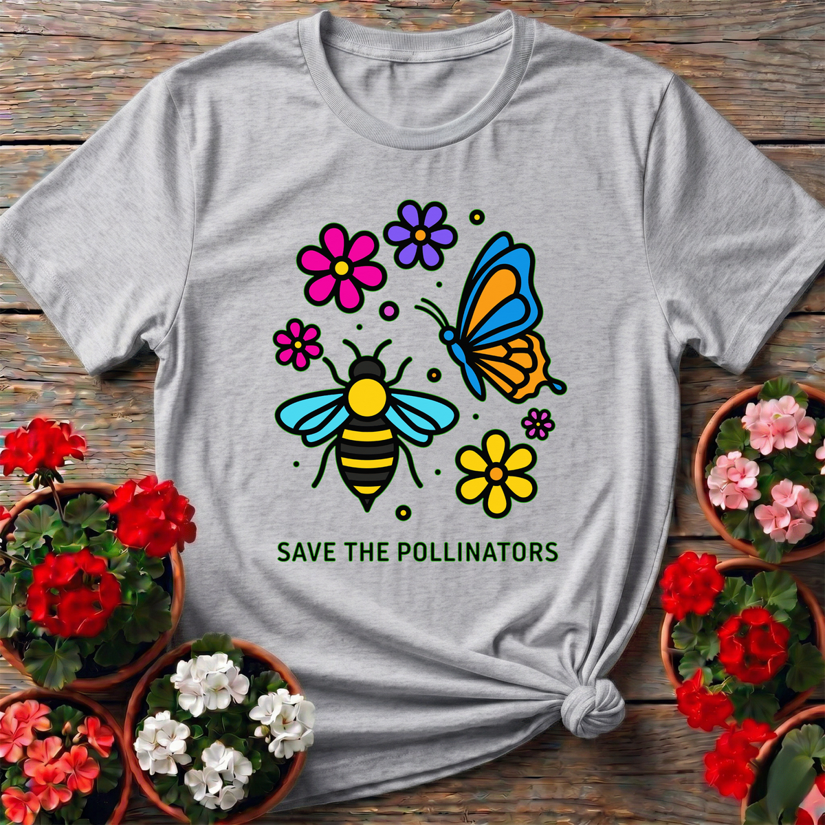 Save The Pollinators Nature Conservation T-shirt - GardeningTshirts
