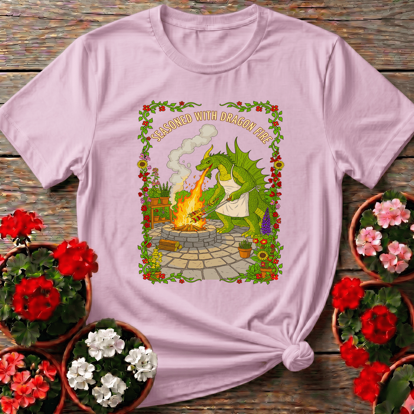 Seasoned With Dragon Fire Dragon BBQ Chef T-shirt - GardeningTshirts