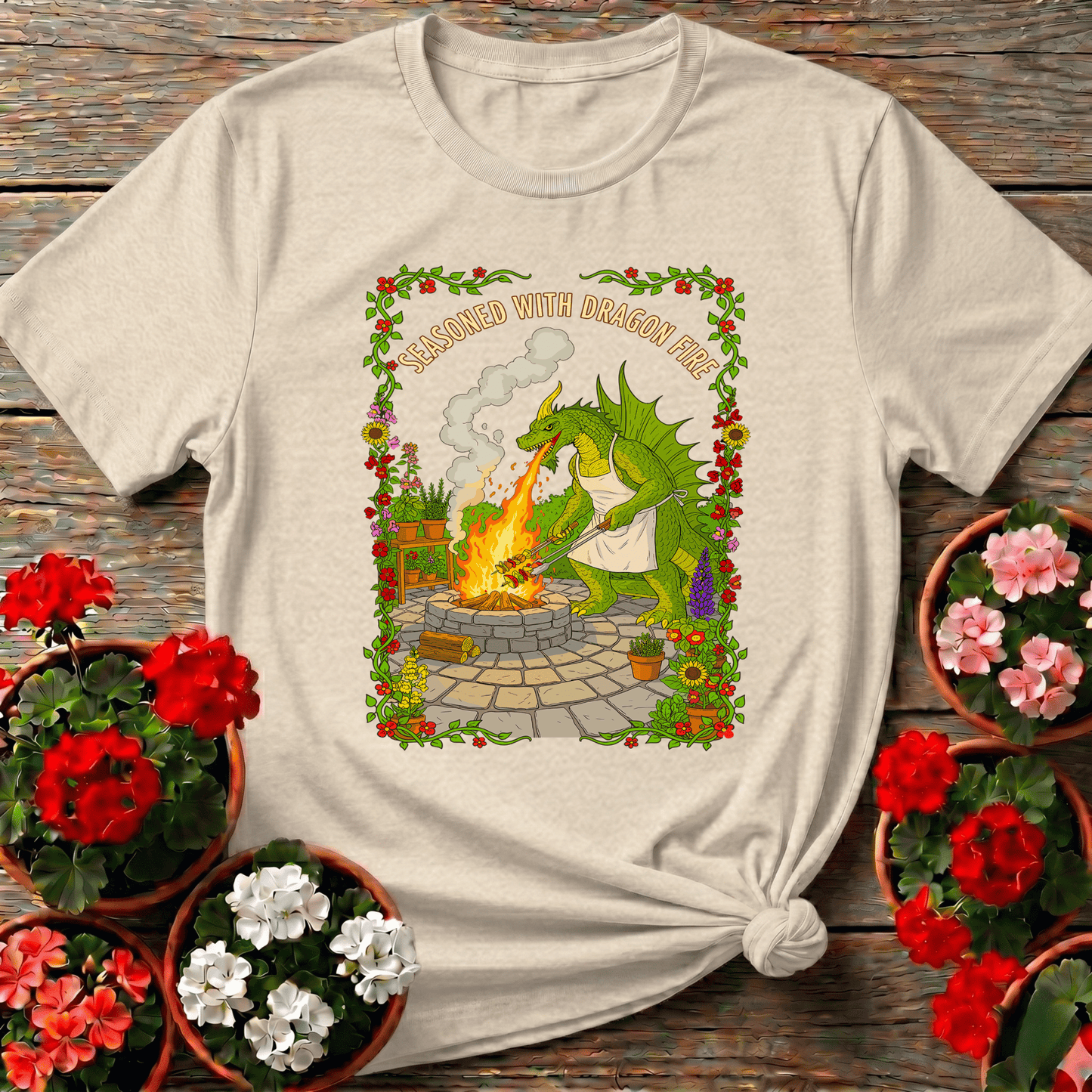 Seasoned With Dragon Fire Dragon BBQ Chef T-shirt - GardeningTshirts
