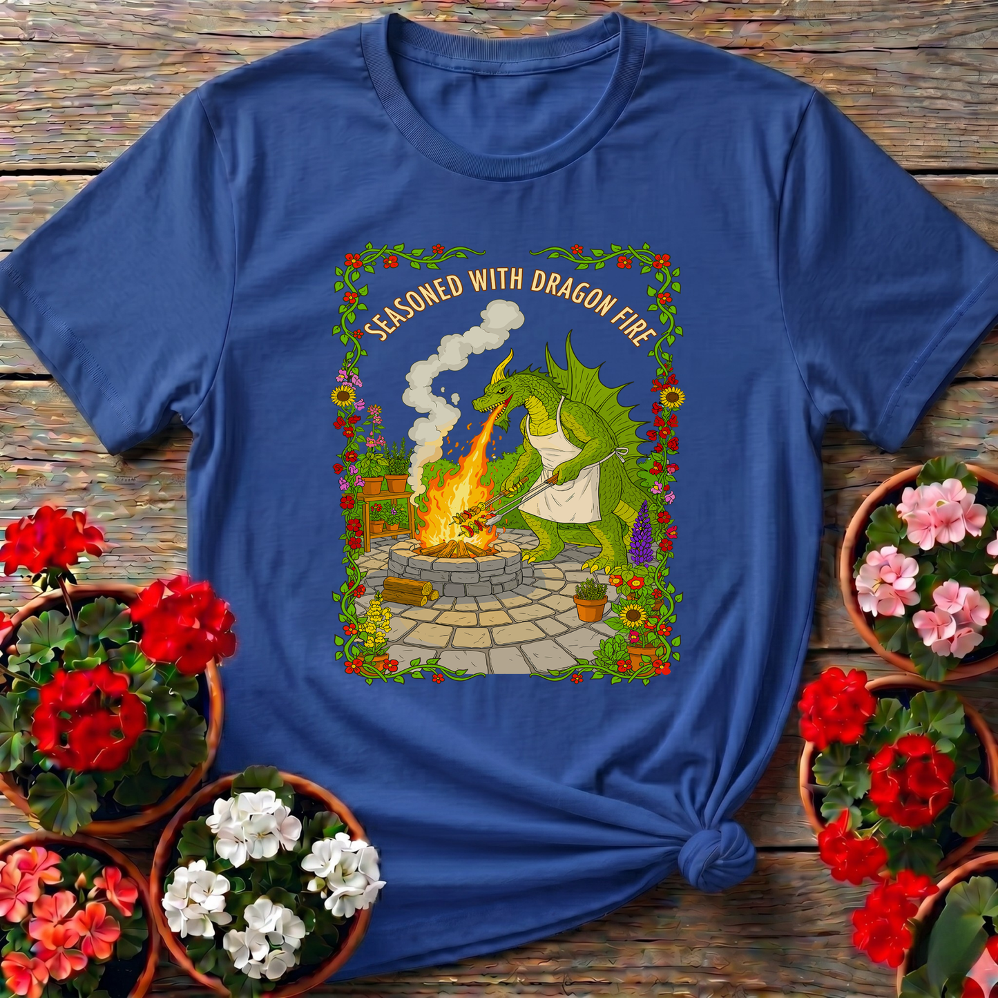 Seasoned With Dragon Fire Dragon BBQ Chef T-shirt - GardeningTshirts