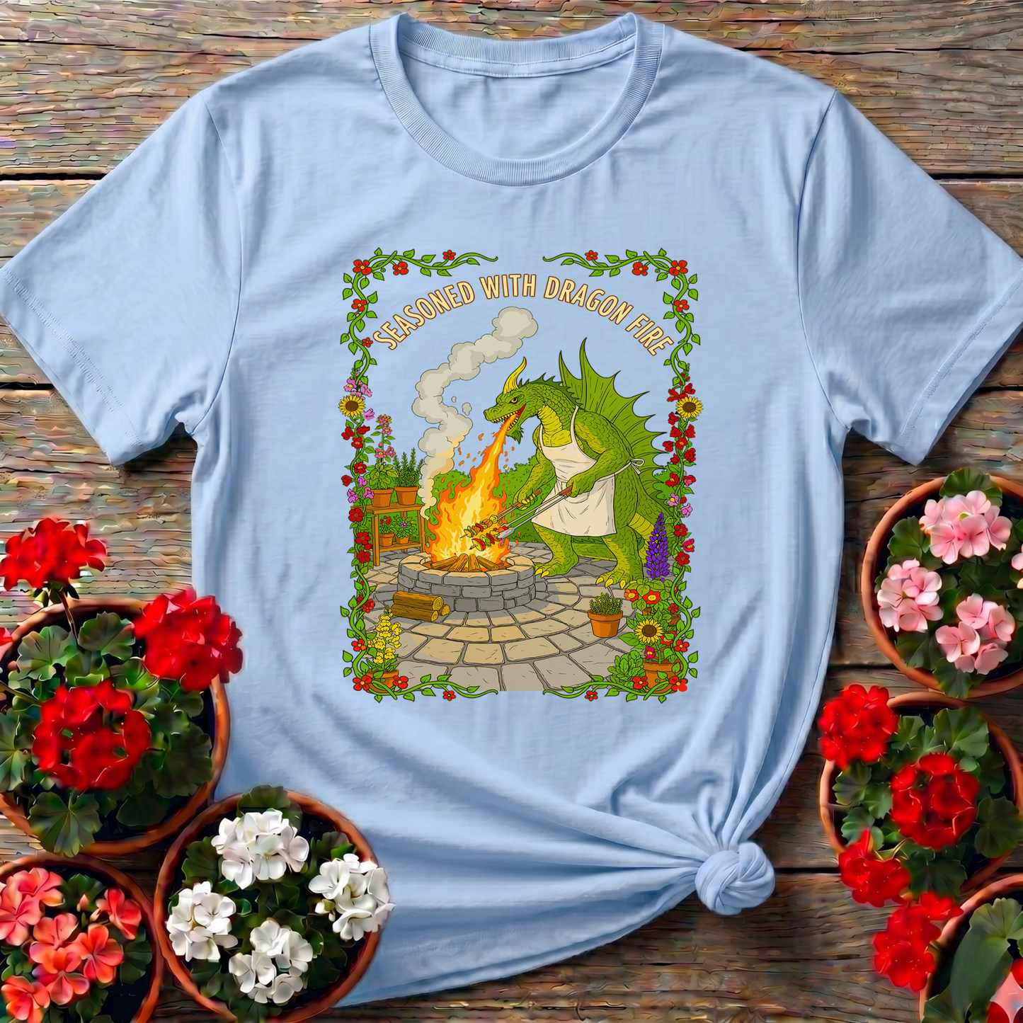 Seasoned With Dragon Fire Dragon BBQ Chef T-shirt - GardeningTshirts