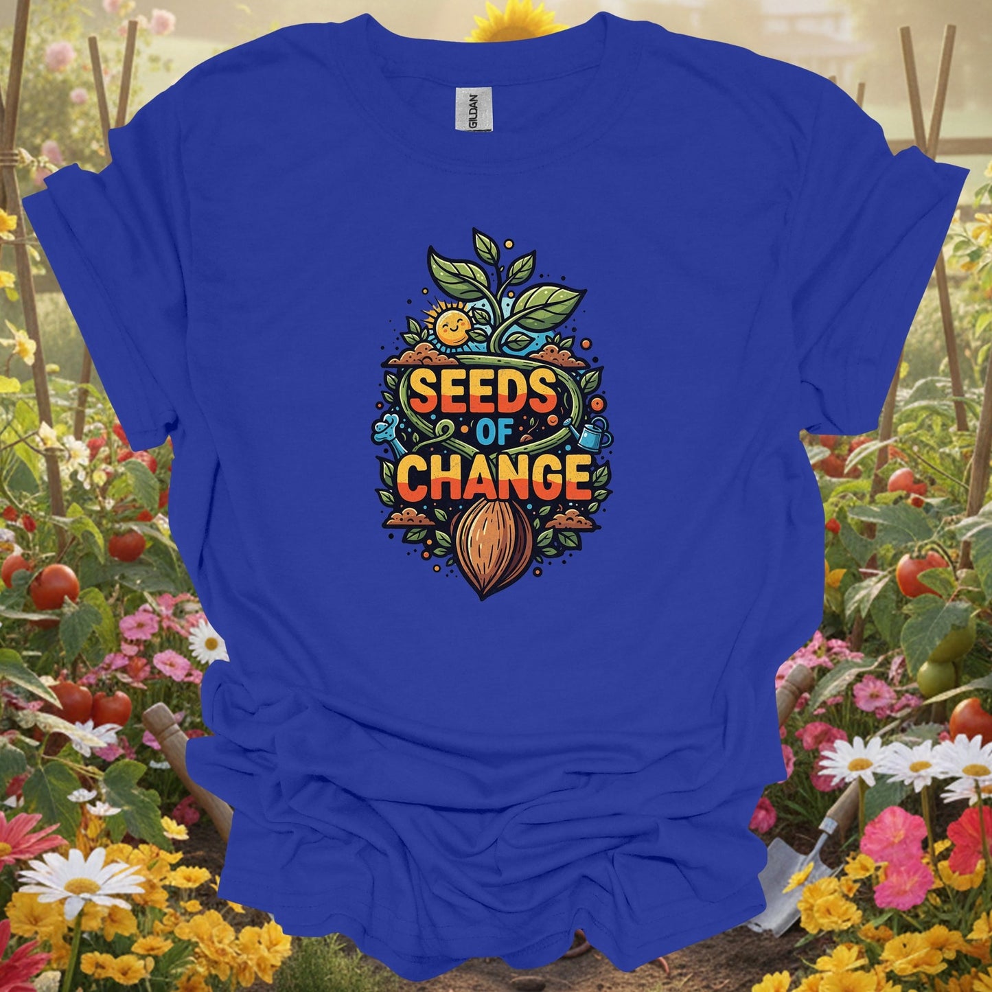 Royal tshirt showing seeds of change inspirational growth for backyard growers