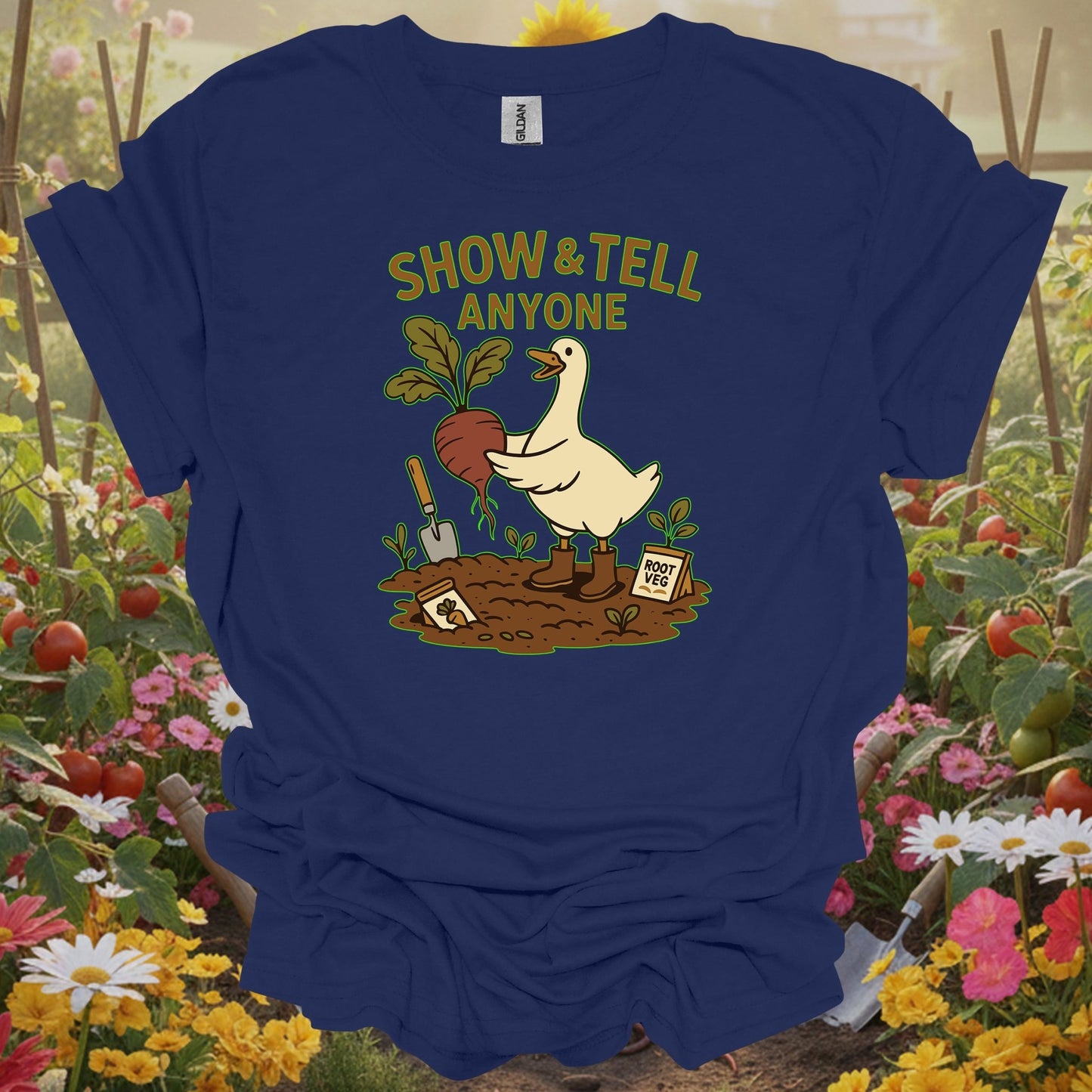 Navy top showing show and tell anyone duck gardening for green thumb folks