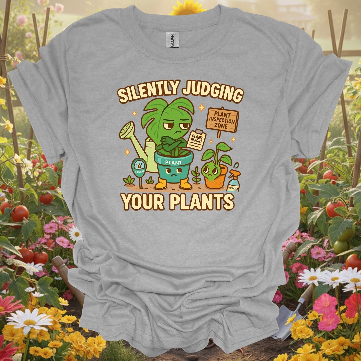 Sport Grey tshirt showing silently judging your plants funny witty for gardening enthusiasts