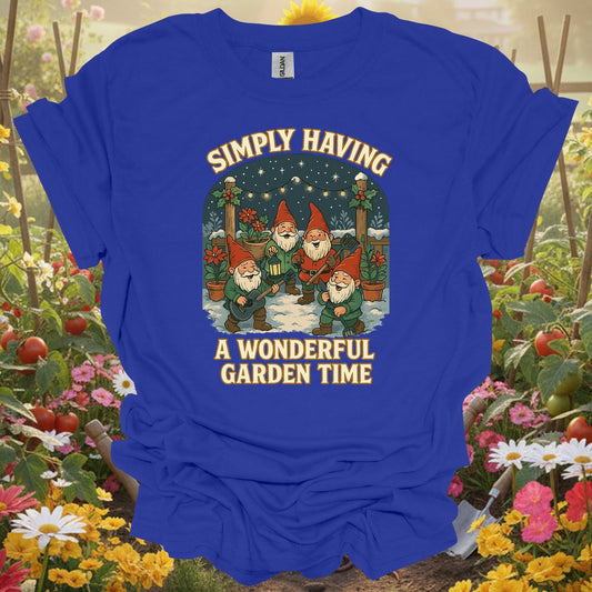 "Simply Having A Wonderful Garden Time" Christmas Garden Gnome T-Shirt - GardeningTshirts