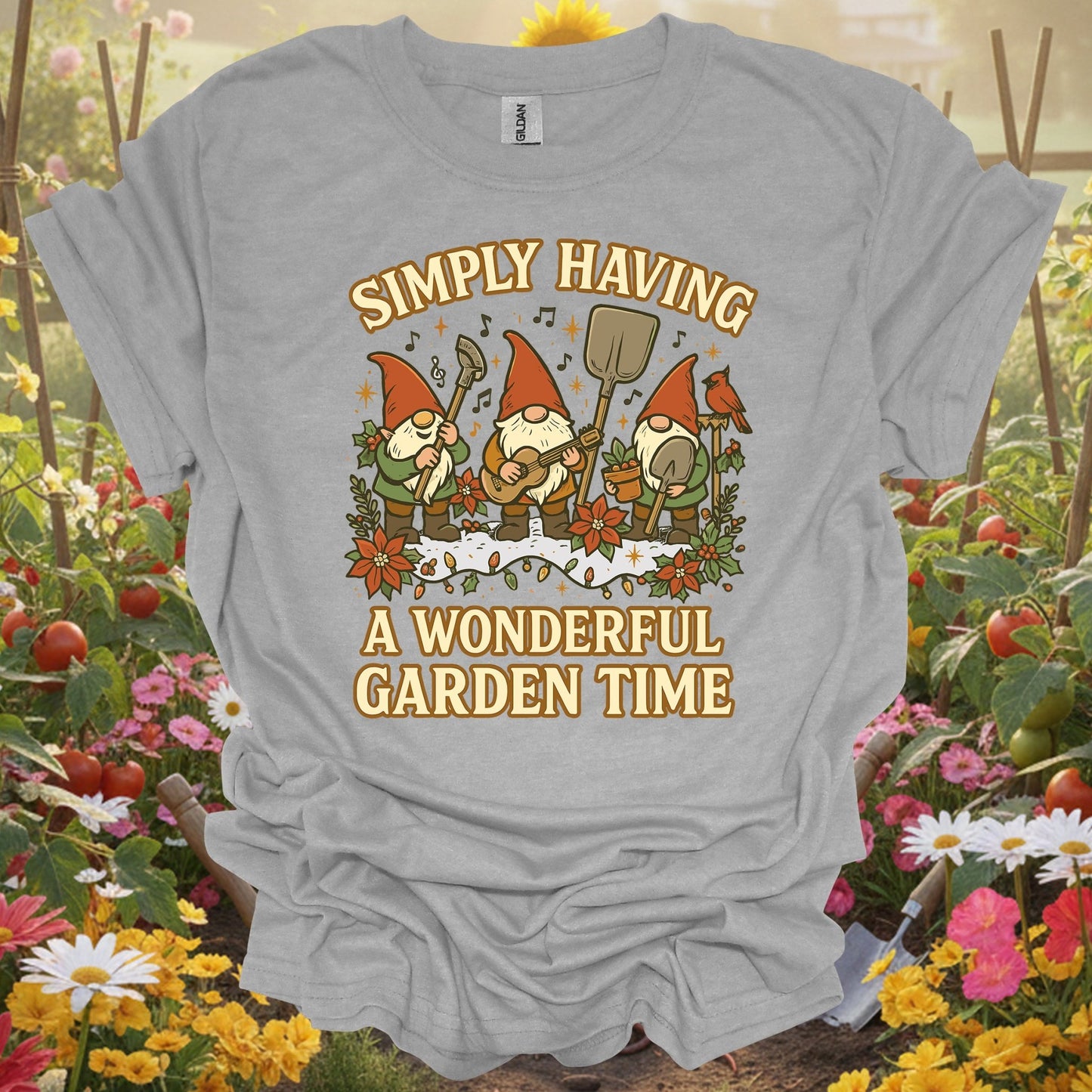 "Simply Having A Wonderful Garden Time" Gnome T-Shirt - GardeningTshirts