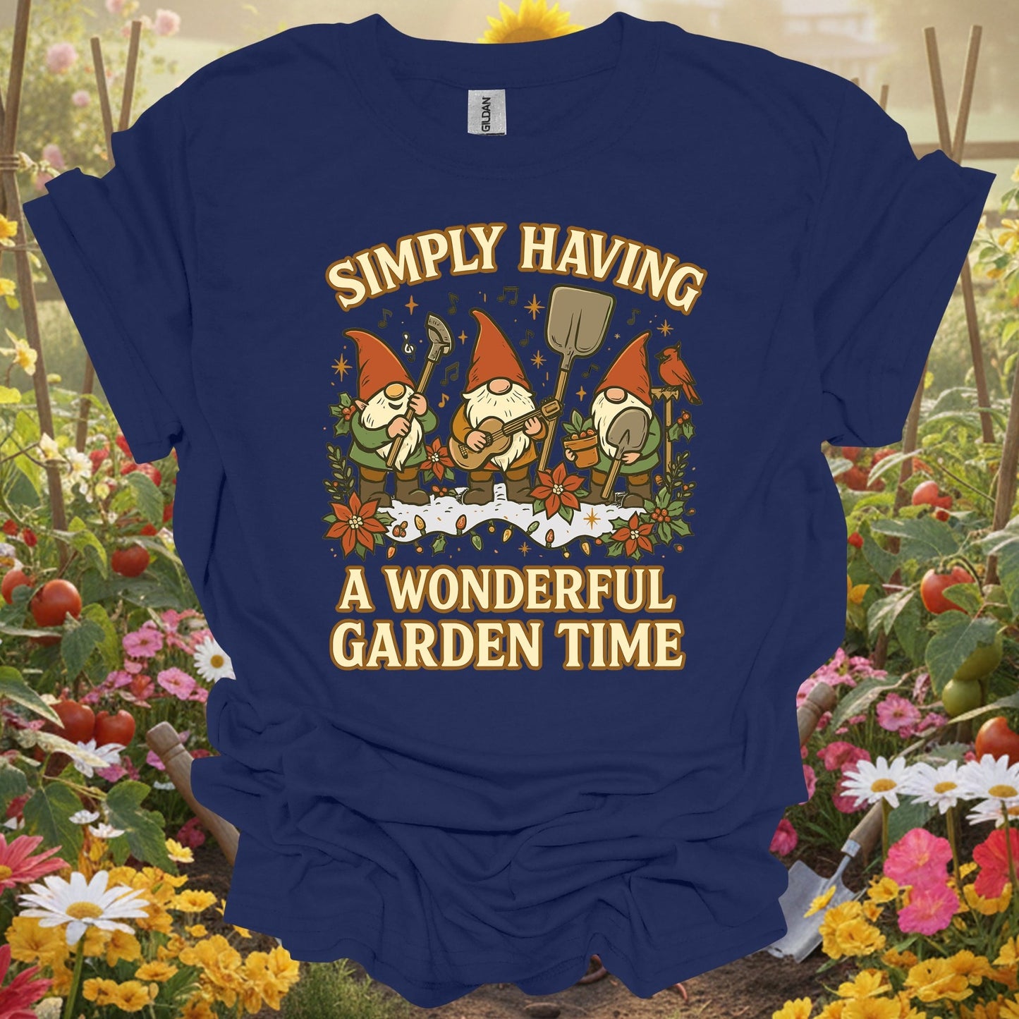 "Simply Having A Wonderful Garden Time" Gnome T-Shirt - GardeningTshirts