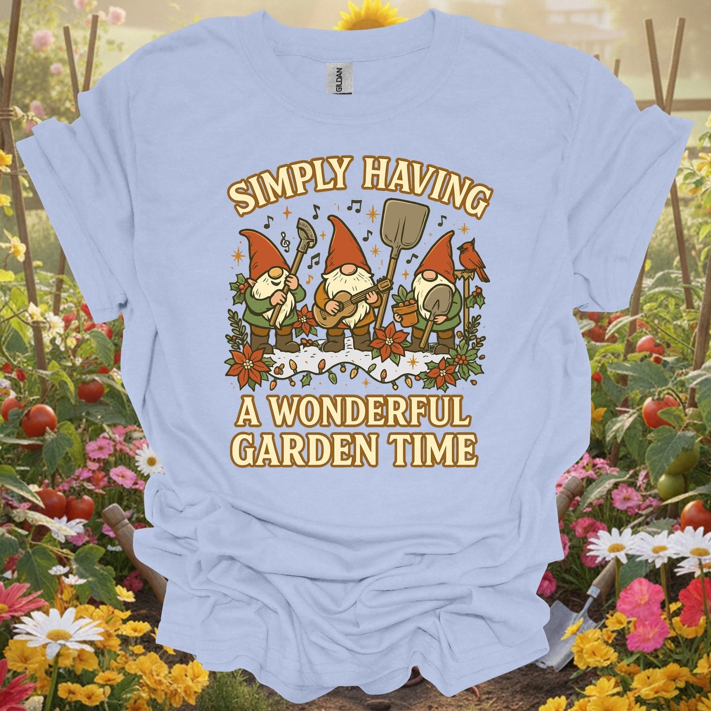 "Simply Having A Wonderful Garden Time" Gnome T-Shirt - GardeningTshirts