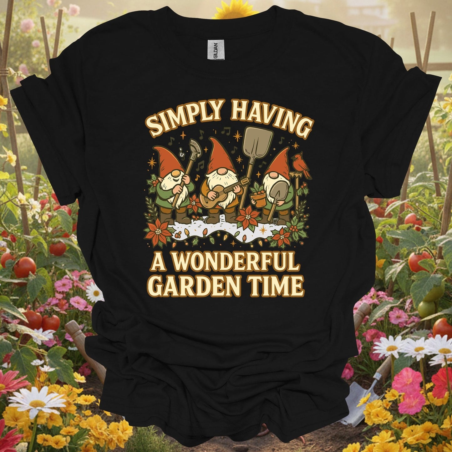 "Simply Having A Wonderful Garden Time" Gnome T-Shirt - GardeningTshirts