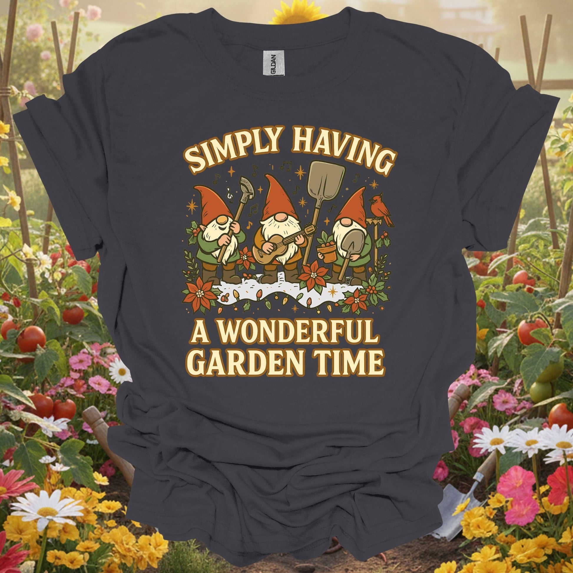 "Simply Having A Wonderful Garden Time" Gnome T-Shirt - GardeningTshirts