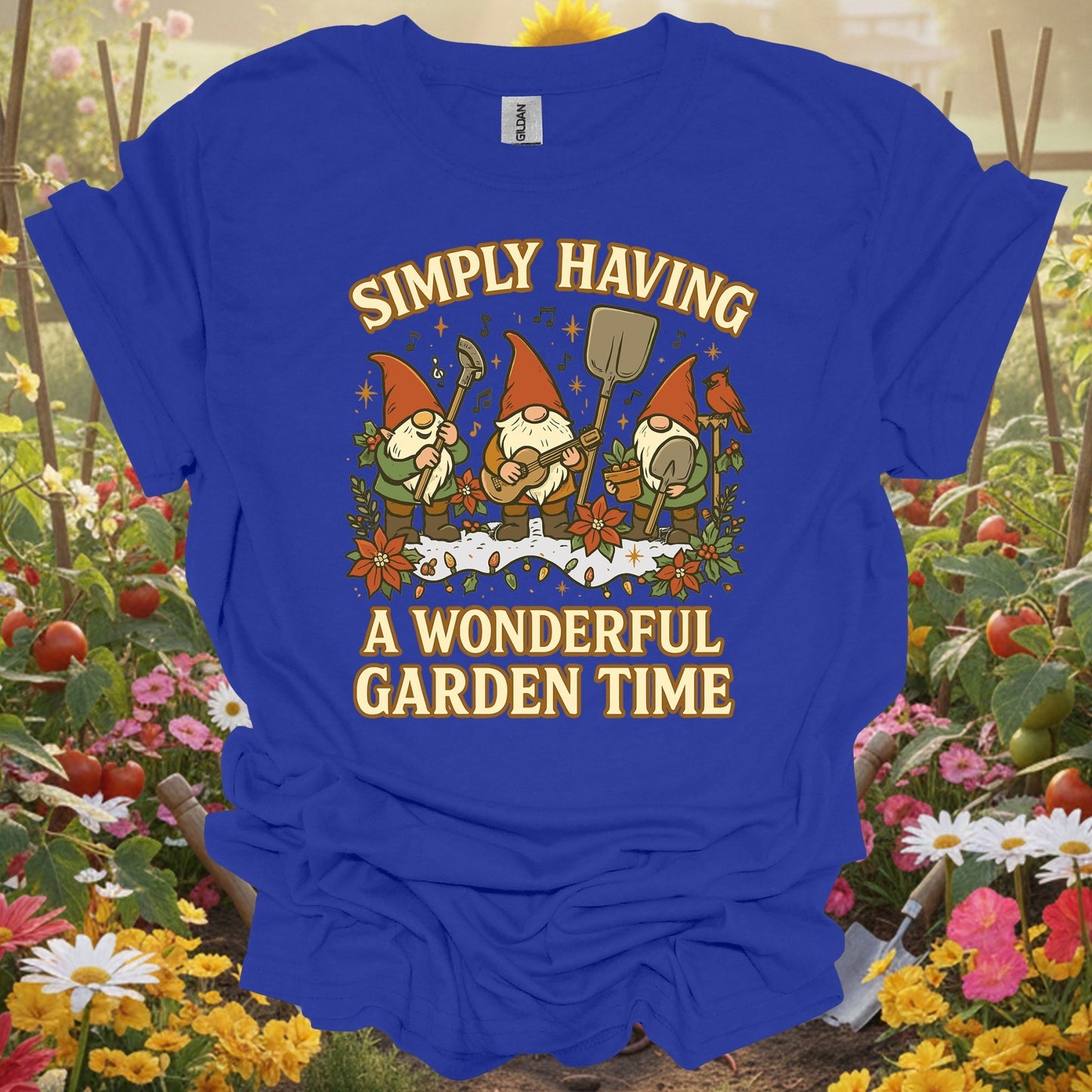 "Simply Having A Wonderful Garden Time" Gnome T-Shirt - GardeningTshirts
