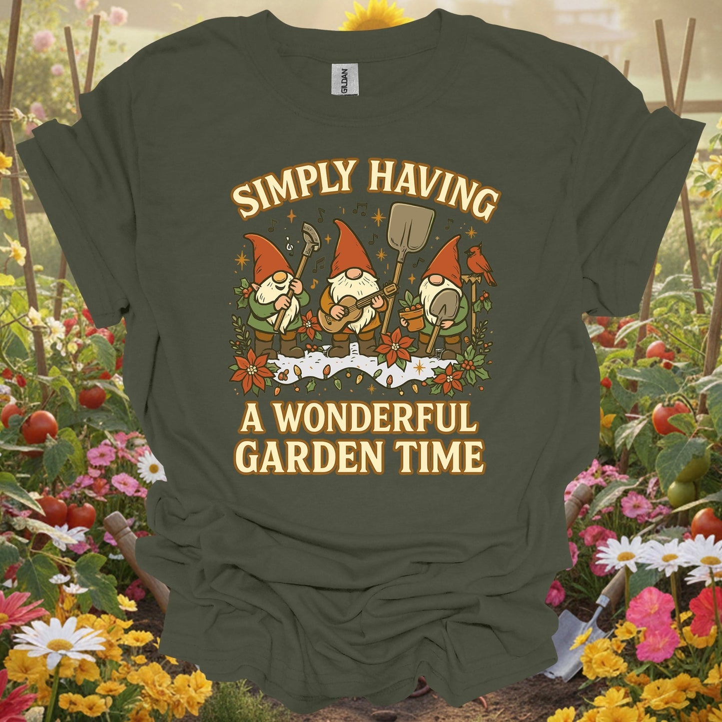 "Simply Having A Wonderful Garden Time" Gnome T-Shirt - GardeningTshirts