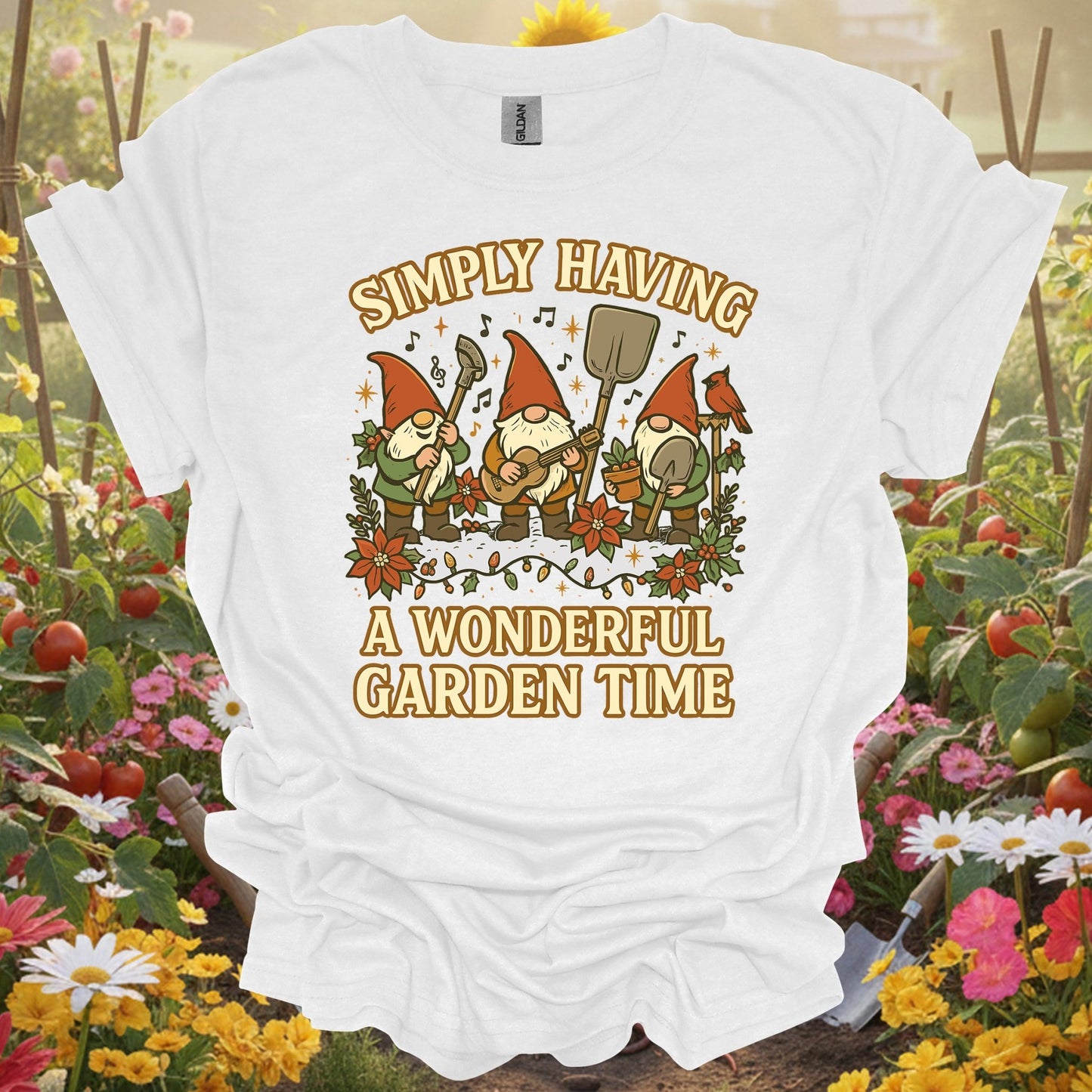 "Simply Having A Wonderful Garden Time" Gnome T-Shirt - GardeningTshirts