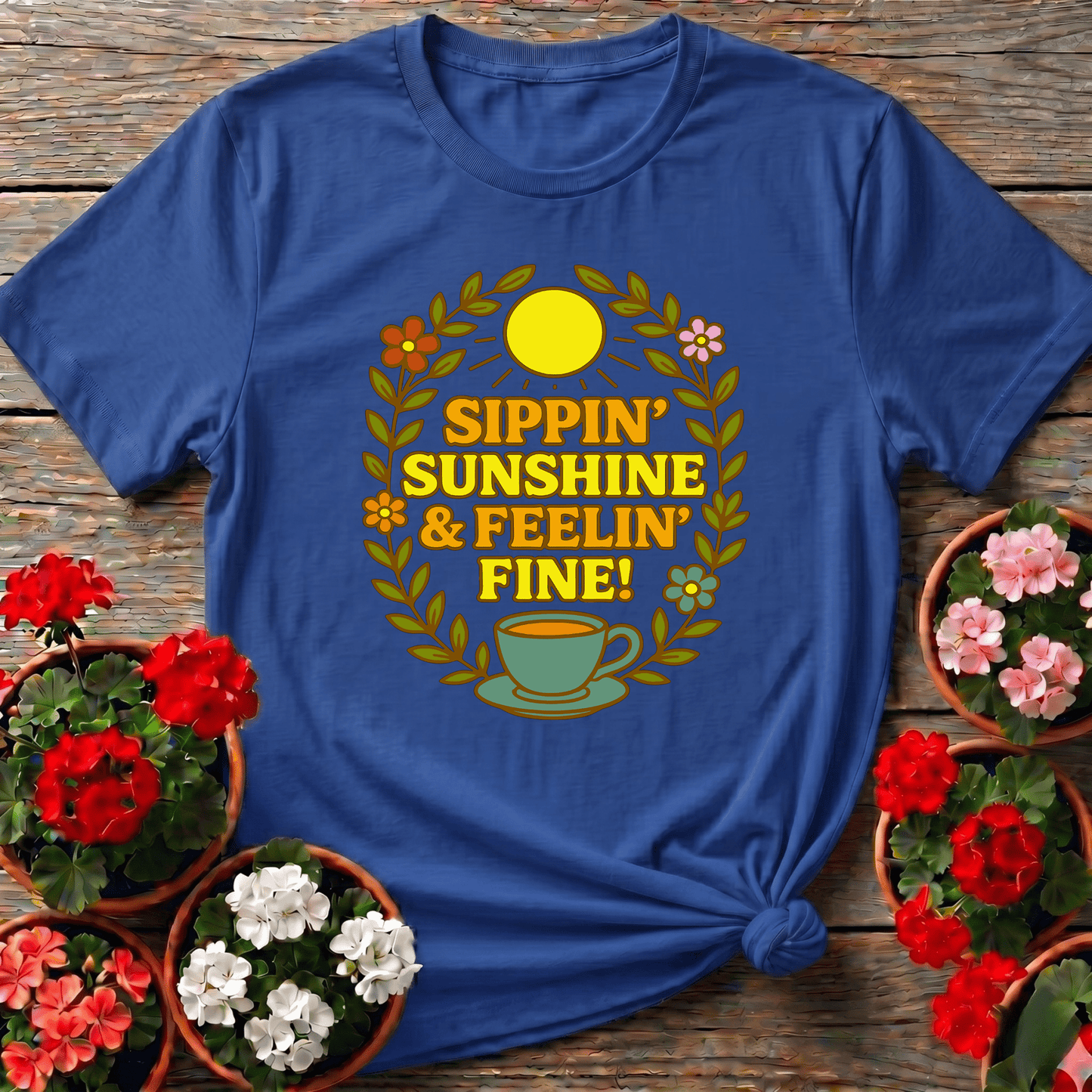 Sippin Sunshine and Feelin Fine Gardening Tee - GardeningTshirts