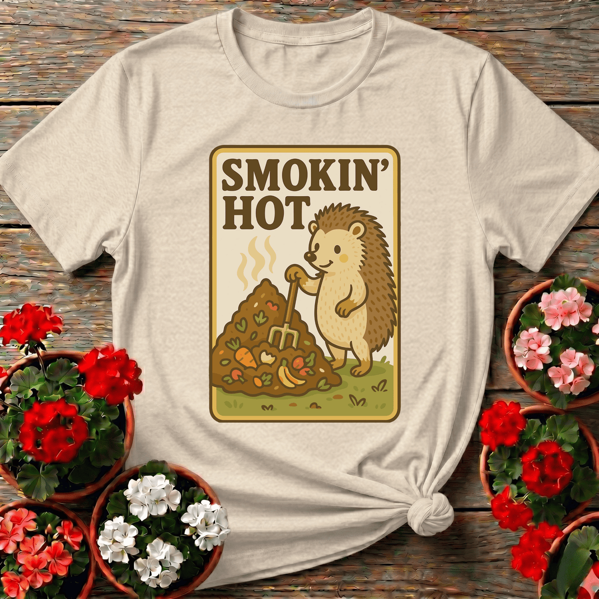 Smokin' Hot Hedgehog Compost Gardening Tee - GardeningTshirts