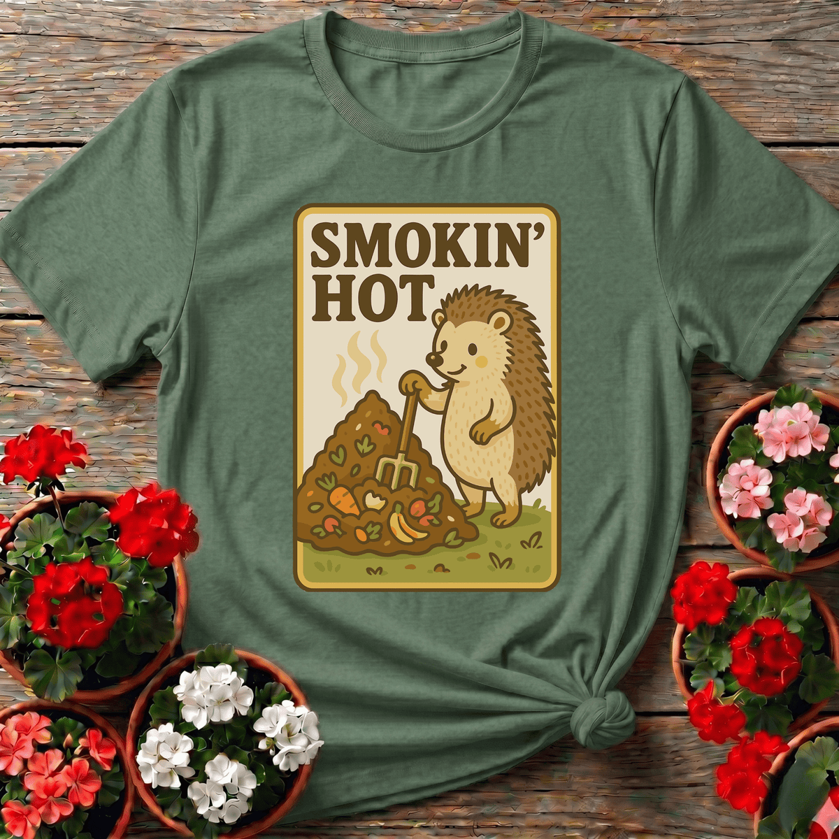 Smokin' Hot Hedgehog Compost Gardening Tee - GardeningTshirts