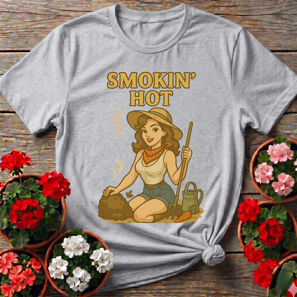 Smokin' Hot Retro Whimsical Composting Pin-Up Tee - GardeningTshirts