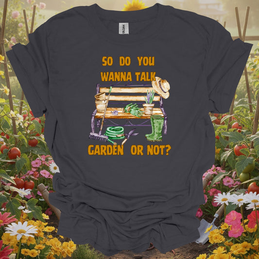 Charcoal tshirt showing get straight to the point with this bold and sassy gardening statement for biodiversity champions supporting pollinators
