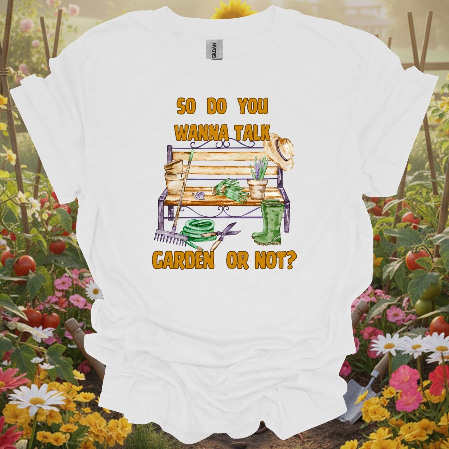 White tshirt showing get straight to the point with this bold and sassy gardening statement for biodiversity champions supporting pollinators